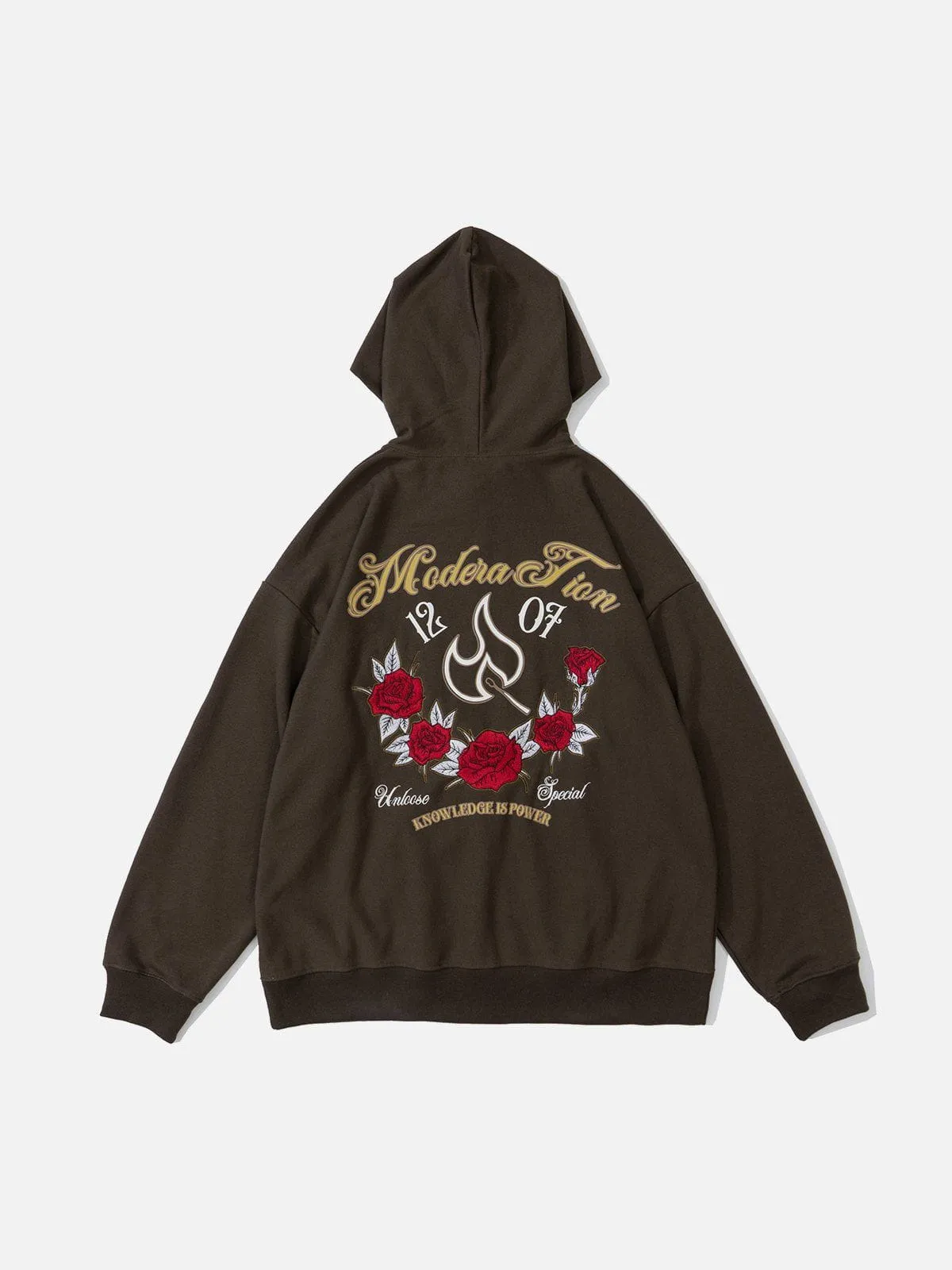 AlanBalen® - Flames and Roses Embroidered Hoodie