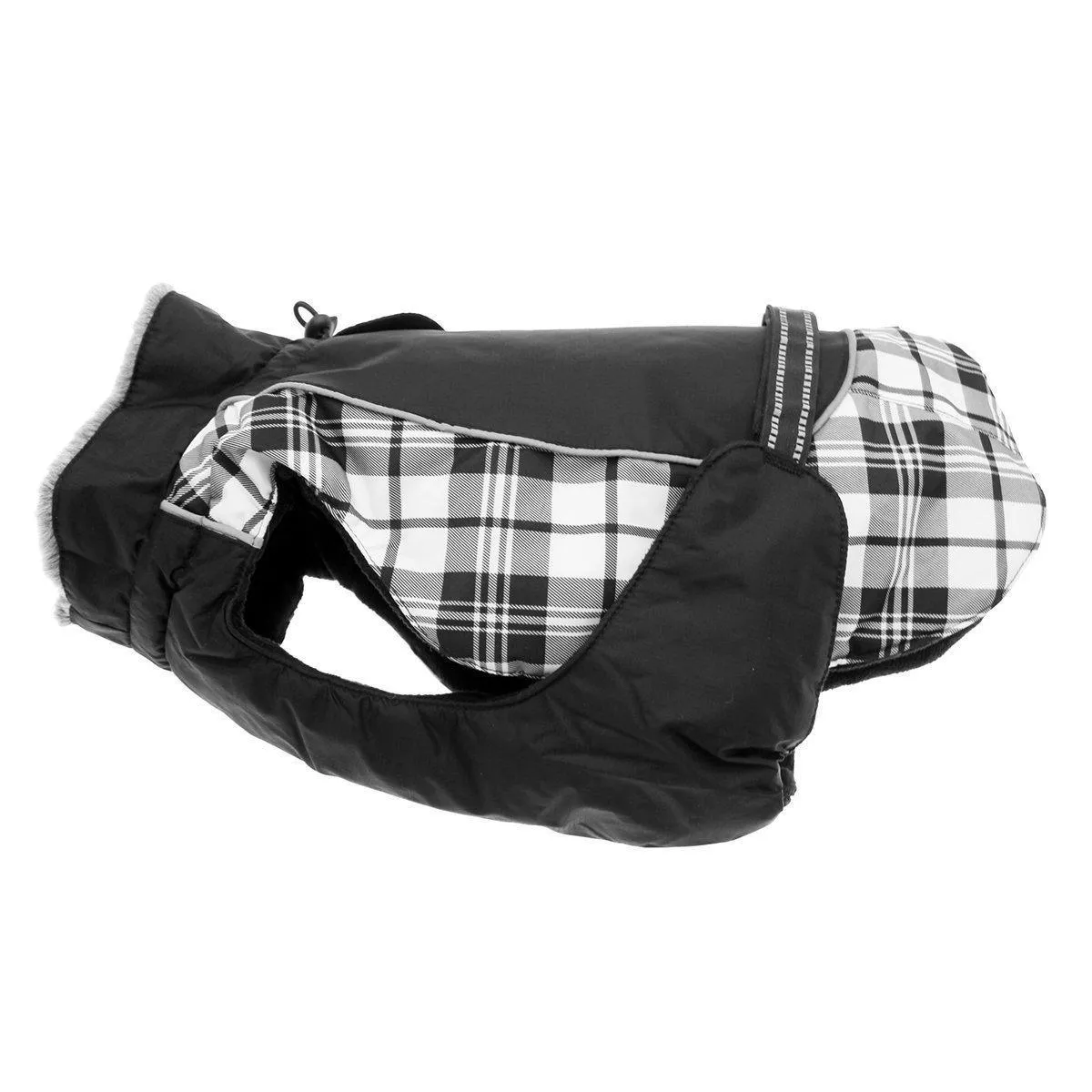 Alpine All-Weather Dog Coat Black And White Plaid