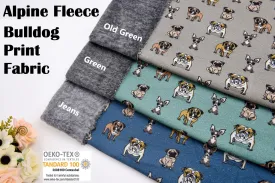 Alpine Fleece Bulldog Print Fabric- 5002