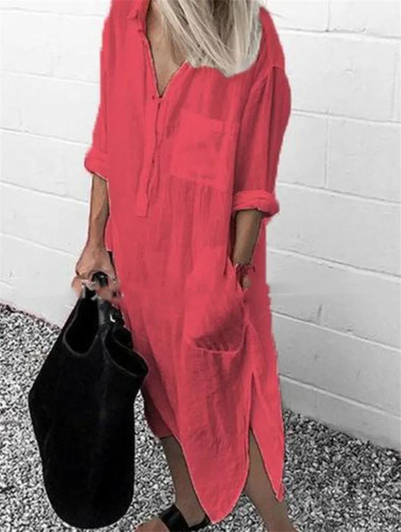 Amy Fashion - Casual Long Shirt Dresses