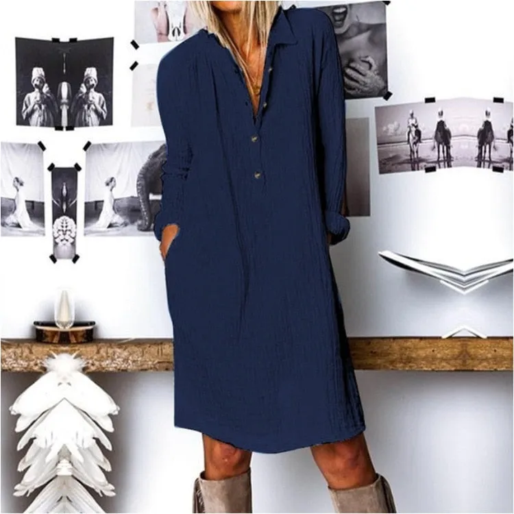 Amy Fashion - Casual Long Shirt Dresses