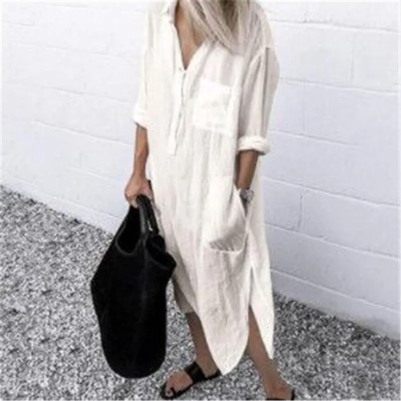 Amy Fashion - Casual Long Shirt Dresses