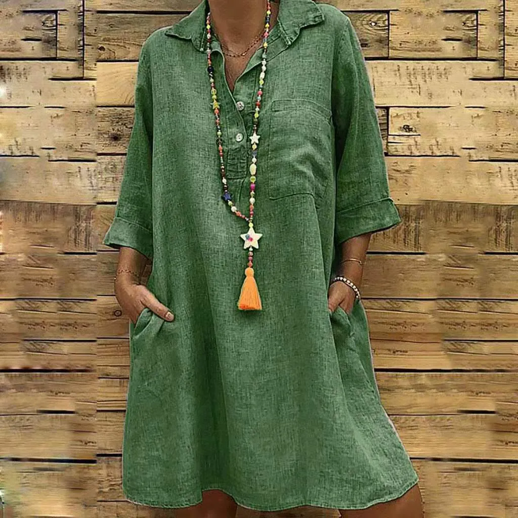 Amy Fashion - Casual Long Shirt Dresses