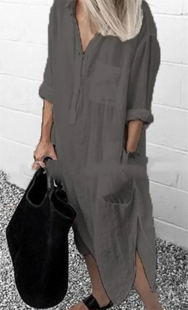 Amy Fashion - Casual Long Shirt Dresses