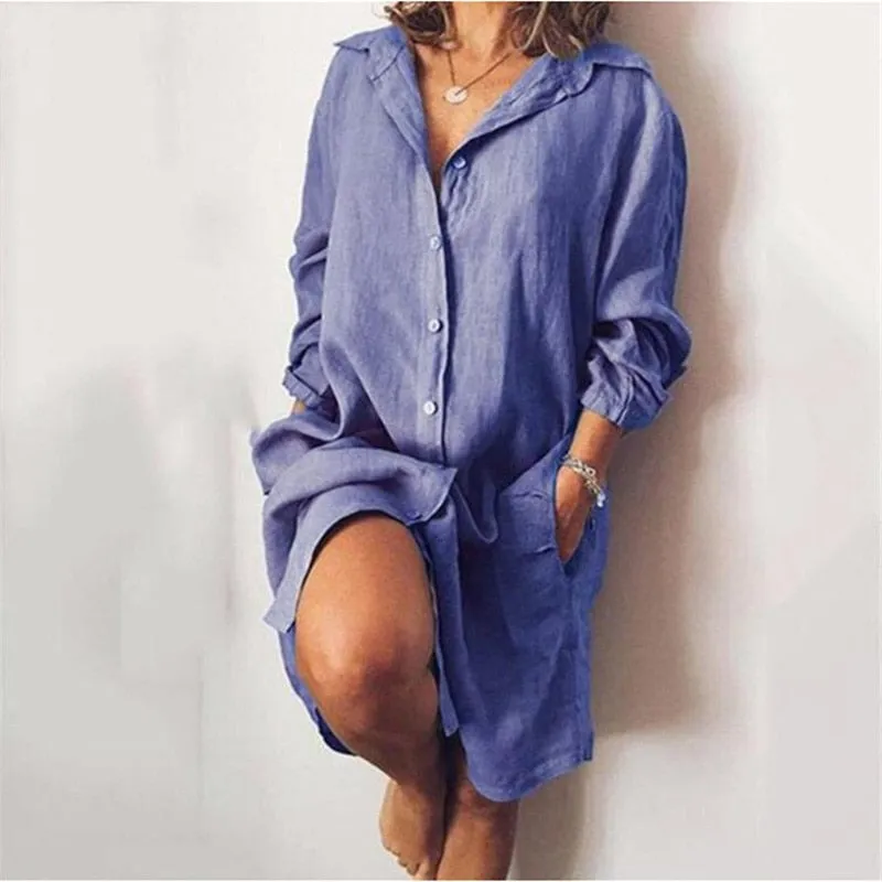 Amy Fashion - Casual Long Shirt Dresses