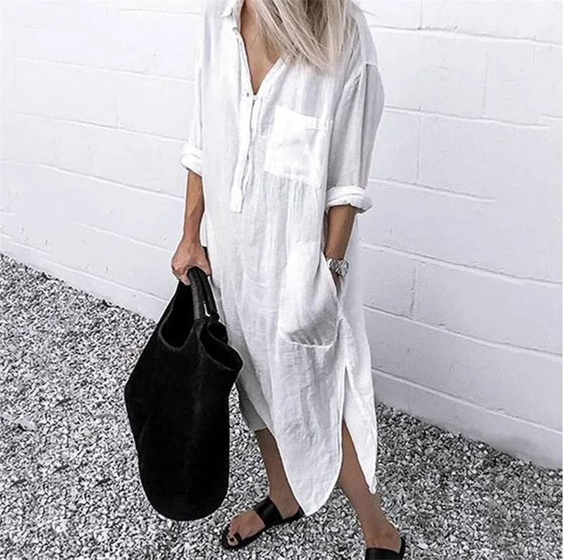 Amy Fashion - Casual Long Shirt Dresses