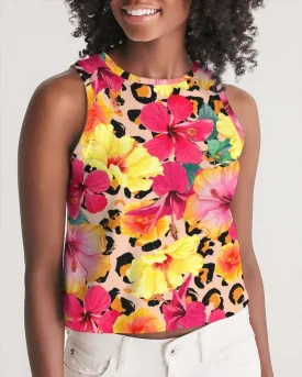 Animal Print Island Flowers Women’s Cropped Tank Top