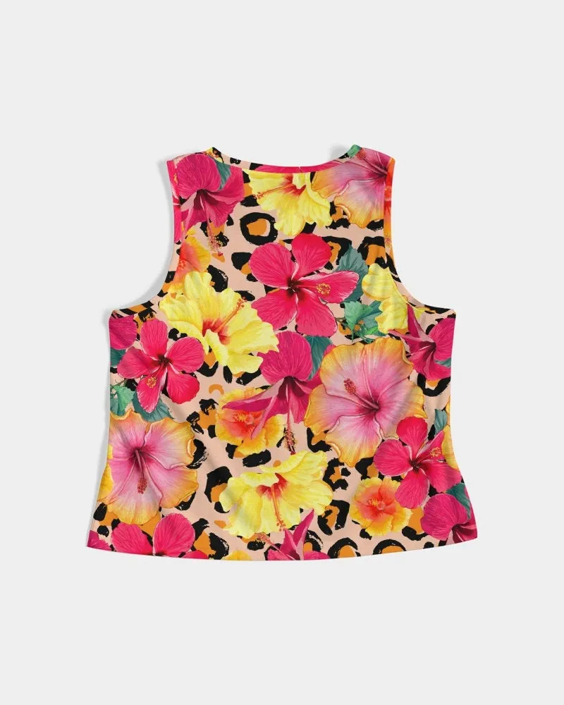 Animal Print Island Flowers Women’s Cropped Tank Top