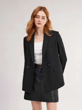 ASOBIO Double-Breasted Wool Blend Blazer