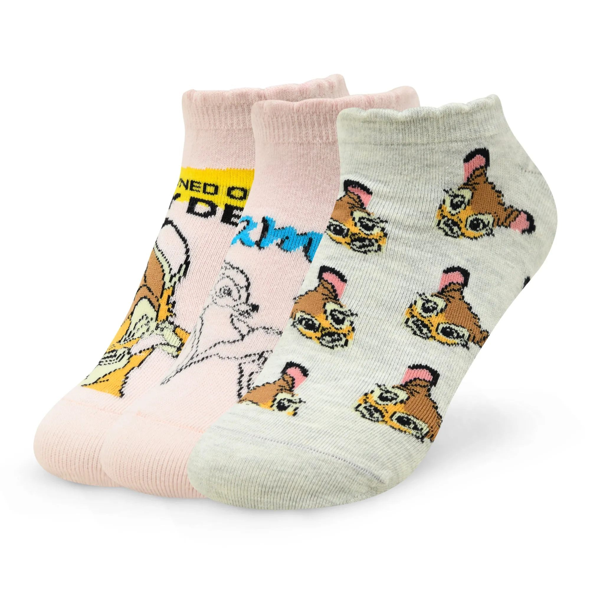 Balenzia X Disney Animals Bambi Ankle Socks for Women | Pack of 3