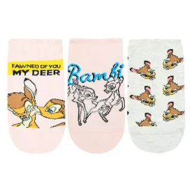 Balenzia X Disney Animals Bambi Ankle Socks for Women | Pack of 3