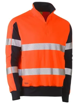 Bisley Taped Hi Vis Stretchy Fleece Zip Pullover (BK6817T)