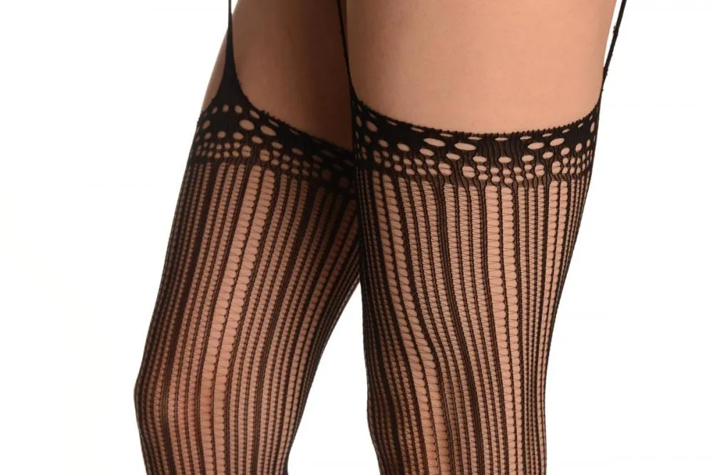 Black Burlesque Bodystocking With Attached Stockings