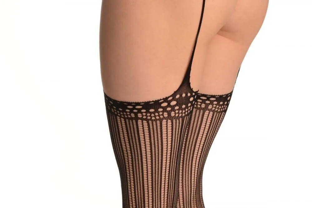 Black Burlesque Bodystocking With Attached Stockings