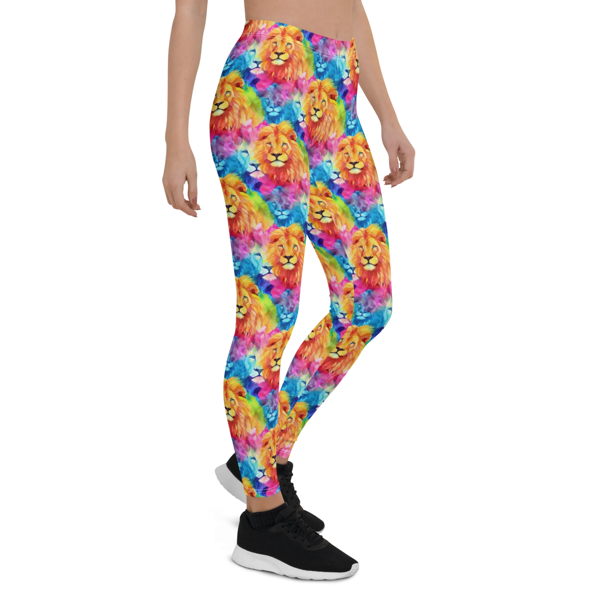 Bright Watercolor Lion Leggings