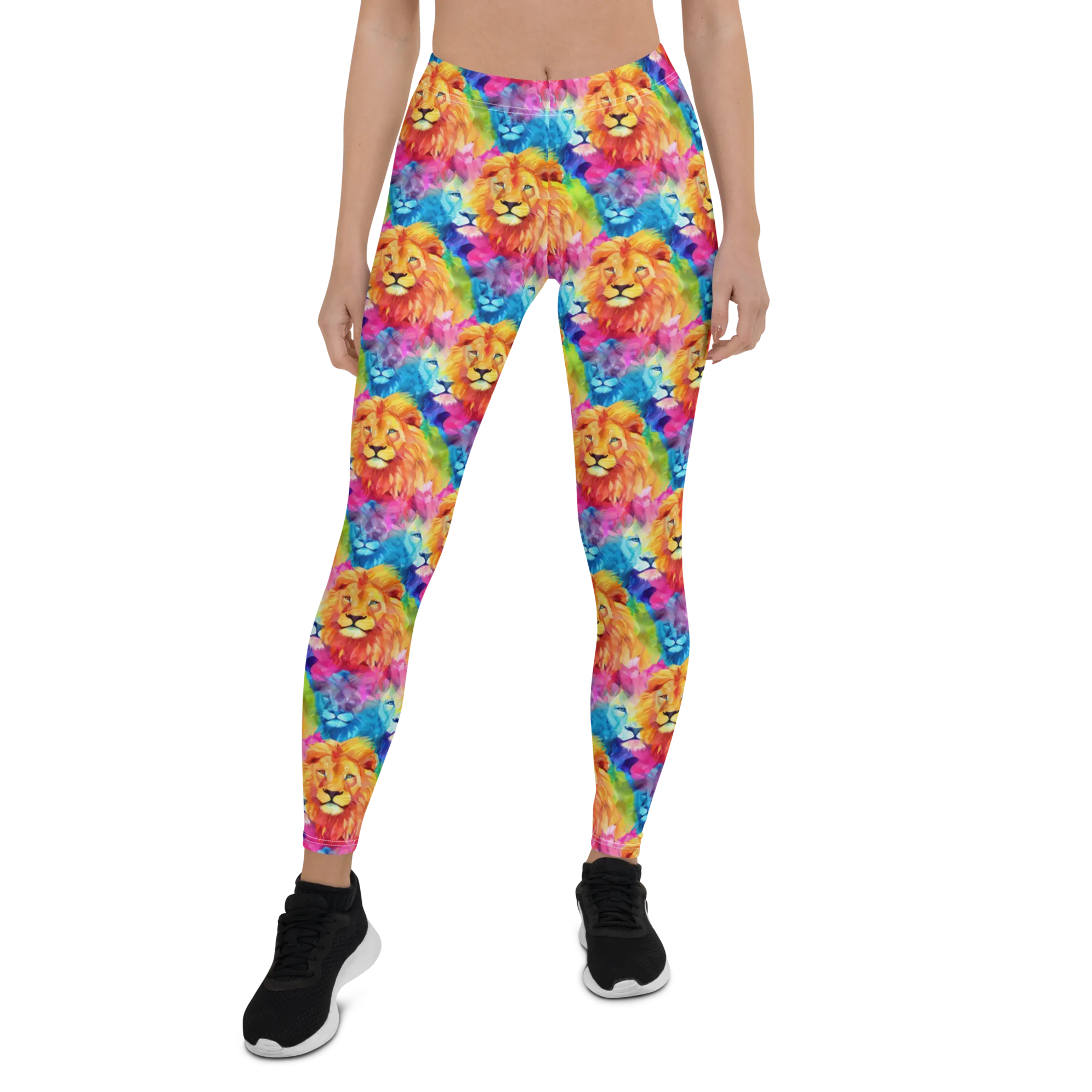 Bright Watercolor Lion Leggings