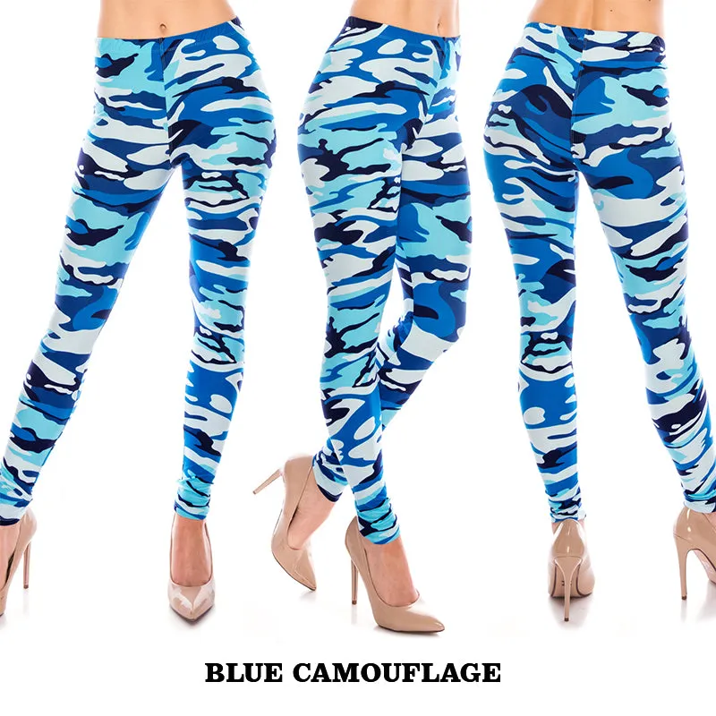 Camouflage Patterned Ultra Soft Leggings (Regular/Plus Size)