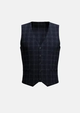 Charcoal Blue Check Flannel Vest