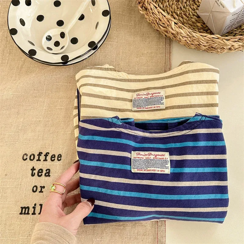 Color-Block Long-Sleeved Striped Tee