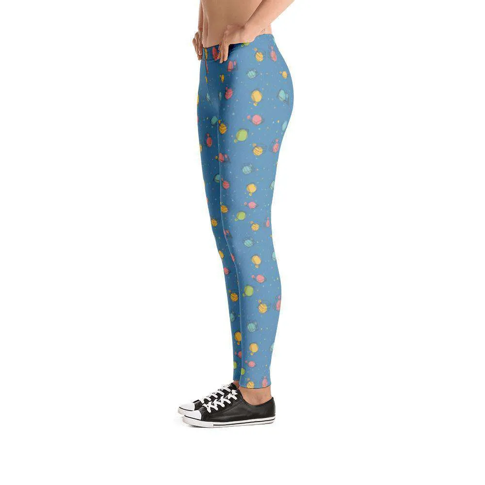 COLORFUL BOOKISH PATTERN LEGGINGS Blue