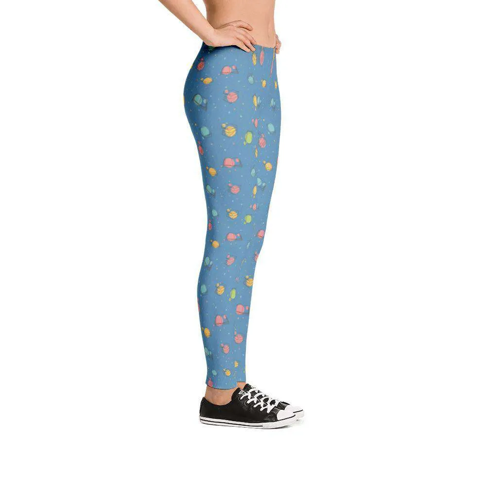 COLORFUL BOOKISH PATTERN LEGGINGS Blue