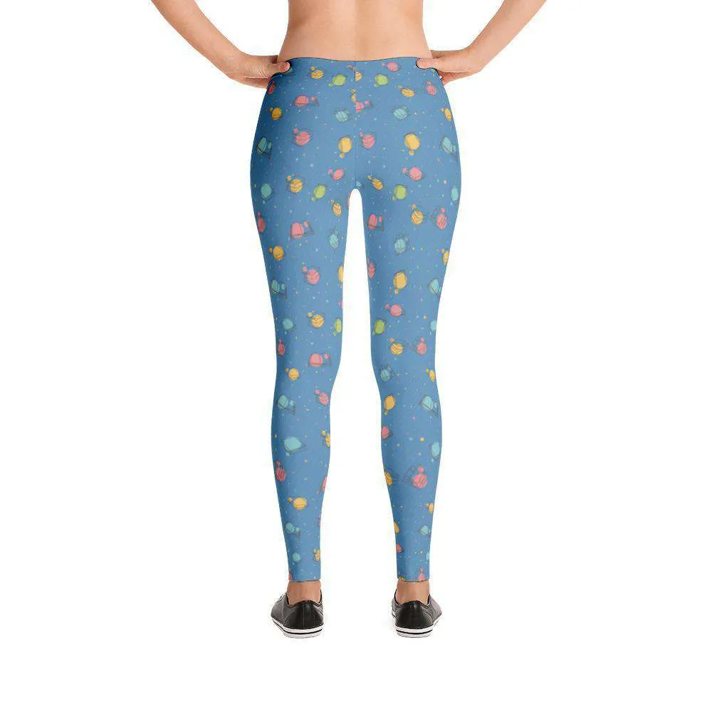 COLORFUL BOOKISH PATTERN LEGGINGS Blue