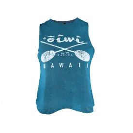 Cross Paddles Wahine Cropped Tank Tee in Teal