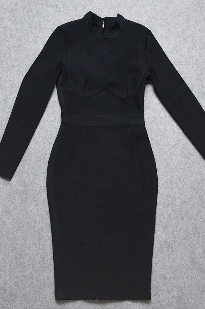 Dee Long Sleeve Bandage Dress - Classic Black