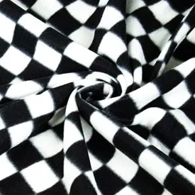 Fleece Fabric By The Yard | Checkers - White Black