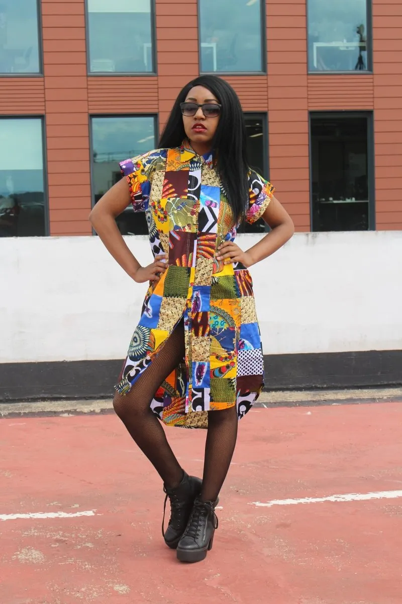 Patchwork Festival Dress in a Shirt Dress Style