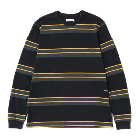 Pop Trading Company Striped Long Sleeve Top Charcoal / Burnt Yellow