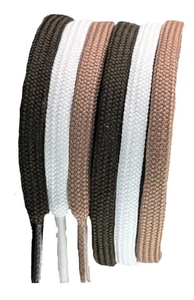 Shoelaces & Boot laces dark broen white & Brown 120 cm