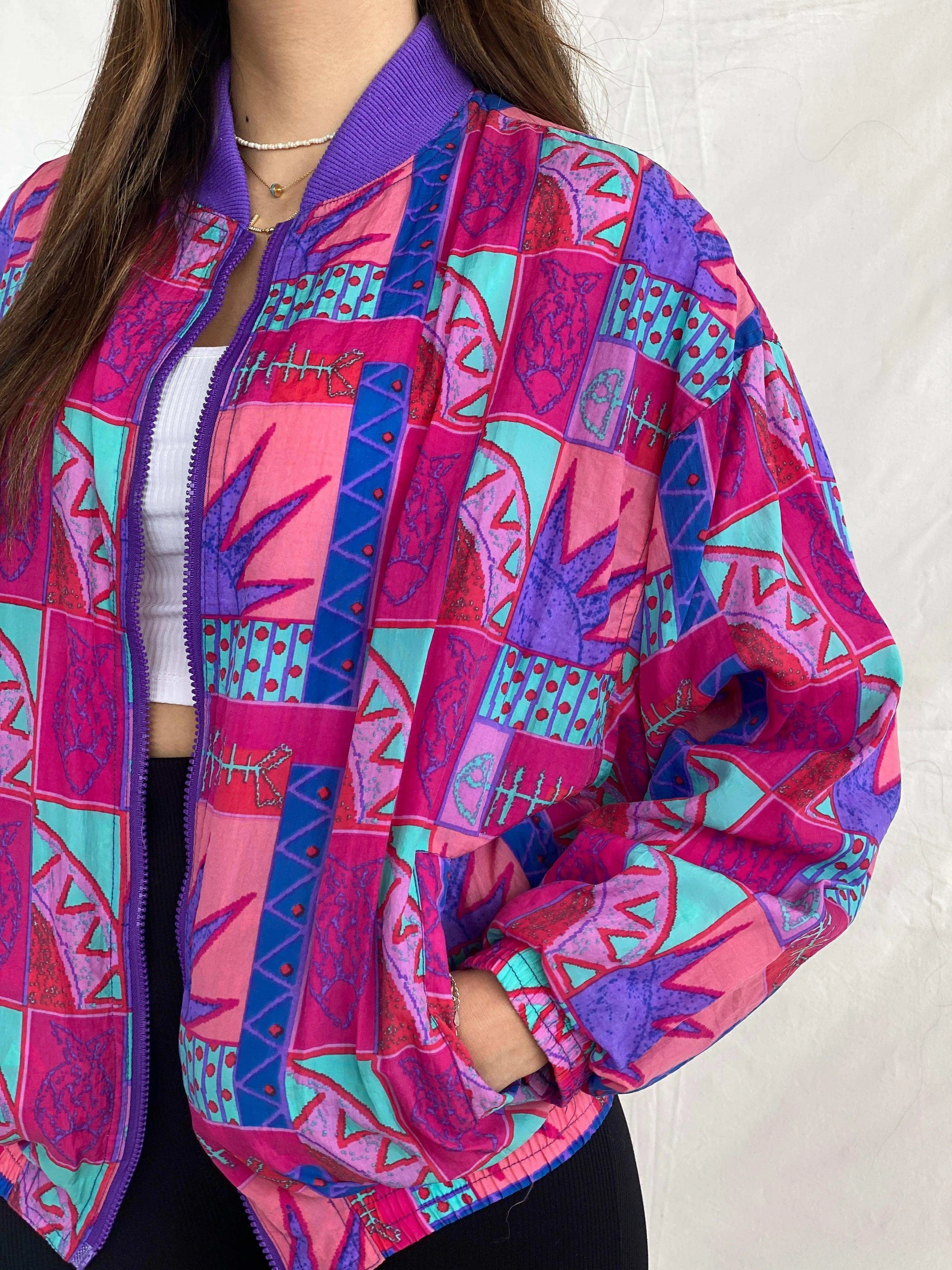 Vintage AVIAT SPORTIF Crazy Print Windbreaker Jacket - M