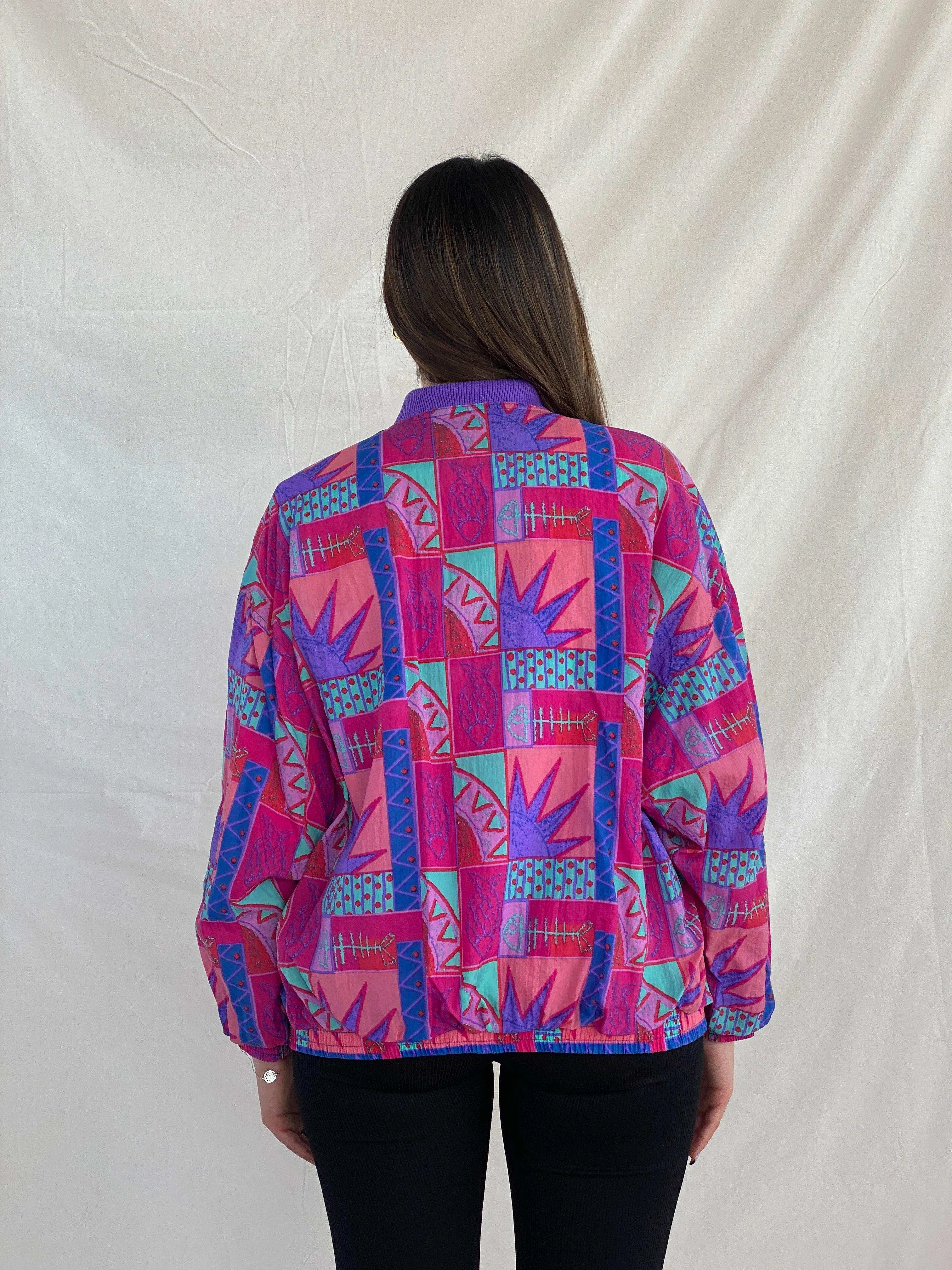 Vintage AVIAT SPORTIF Crazy Print Windbreaker Jacket - M