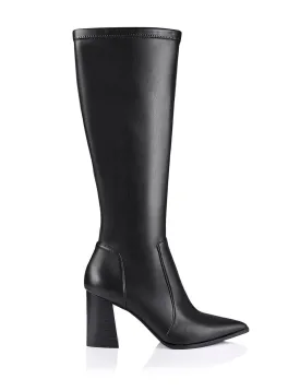 Wisdom Knee High Boots - Black Stretch