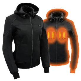 Womens Soft Shell Heated Racing Style Jacket with Detachable Hood